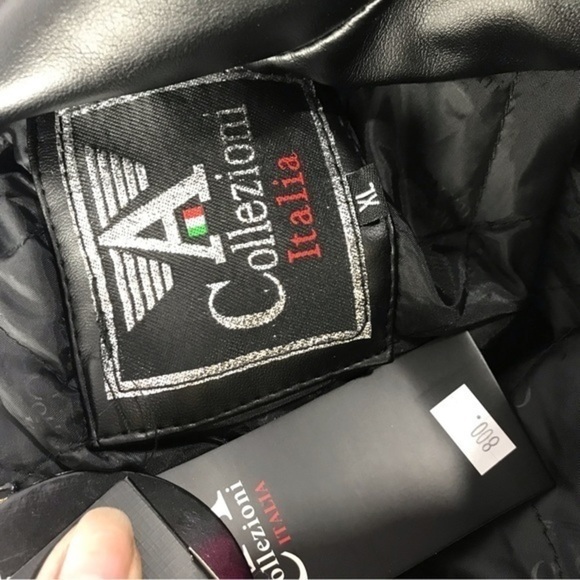 NWT Mens A Collezioni Italia Black Full Zip Faux Leather Jacket size XL - Picture 6 of 6